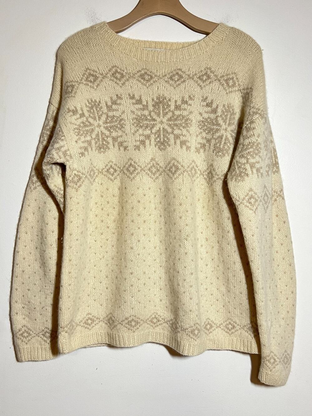 Saks Fifth Avenue Men's 100% Cashmere Cream Nordic Fair Isle Holiday Sweater M